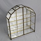 Vintage Brass Glass Display Curio Cabinet Arched Top Tabletop Hanging Miniatures
