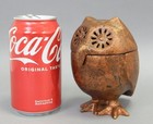 Rare Mcm Cast Iron Japan Owl Candle Holder Votive Lantern Incesne Burner
