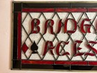 Vintage Stained Glass Bridge Aces Sign Leaded Opalescent Card Suits Game Art
