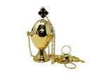 Catholic High Polished Brass Hanging Oval Censer With Chain For Incense Burning
