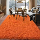 Dssimo Orange 4x6 Soft Shaggy Area Rug For Bedroom Living Room