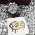 Fossil Chronograph Silver Dial Stainless Steel Men s Watch Original Box
