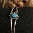 Antique Zuni Cuff Bracelet 10 Grams Sterling Silver Natural Turquoise Small 5 5   