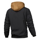 Men s Black Hooded Bomber Jacket Winter Warm Coat Double Zip Long Sleeve Pockets