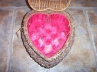 Antique Vintage Heart Shaped Wicker Sewing Basket
