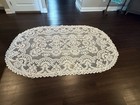  322  Vintage Ecru Point De Venise Needle Lace Banquet Table Cloth  94x62   