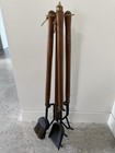 Vintage Fire Place Tool Set Mcm Mid Century Modern Seymour Wood Brass Iron