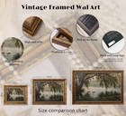 Vintage Gold Framed Landscape Wall Art Vintage River Painting Canvas Prints L   