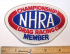 New  Nhra Championship Drag Racing Member Patch - 4 1 2 Inches By 3 Inches