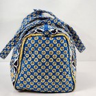 Vera Bradley Large Duffel Shoulder Carry Travel Bag Blue Yellow Gold Quilted 