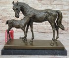 Horse W  Foal Bronze Marble Figurine Statue By Mene Hot Cast Sculpture Decor Art
