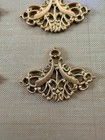 6 Vintage Solid Brass Victorian Rococo Scroll Connectors 33x23mm Filigree Nos