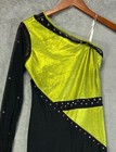 Kelle K1ti K7t6 Adult Dance Unitard Black Green Bling One Arm Shoulder Sz Medium