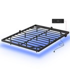 Base Para Cama Queen Flotante Con Luz Led Y Estaci  n De Carga Usb Marco Metal