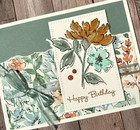 Birthday Greeting Card Kit X4   Stampin Up Hand-penned Petals Gold Embossed