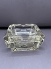 Vintage Heavy Art Deco Square Clear Glass Ashtray Corner Slots Ice Block 