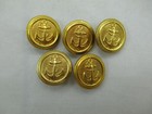 Lot Of 5 Vintage Brass Navy Style Merchant Marine Anchor Buttons 18 9mm 384e