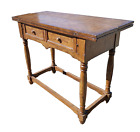 Vintage Faux Grain Console Table W Flip Top Leaves 2 Drawers Maple Wood Pa Dutch