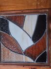 Beautiful Unique Antique Leaded Stained Glass Window Pane Wood Framed
