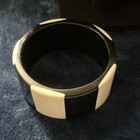 Vintage Retro Lucite Wide Black white Acrylic Bangle Cuff Bracelet 7  Wrist