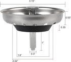 2 Pcs Sink Drain Strainer Stopper Combo Basket Replacement For 3-1 2 Inch Dra