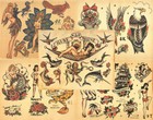 Sailor Jerry Traditional Vintage Style Tattoo Flash 50 Sheet Set Usa