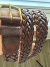 Dockers Men   s Brown Braided Belt Solid Brass Buckle Size 38 Waist 38-39