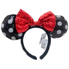 Disney Parks Polka Dot Red Bow Minnie Mickey Mouse Sequin Black Ears Headband Us