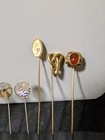 Vintage Stick Pin Set Of 9 - Unique Abalone   Metal Designs  Circa 1960s-1980s