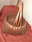 Vintage Japanese Flower Basket Woven With Handle