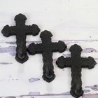 Decorative Cast Iron Hanging Wall Cross W  Hook Rustic Black Gothic Qty 3