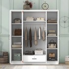 4-door Wardrobe Armoire Closet With Drawers Shelves Hanging Rail