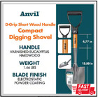 18 In  Wood D-grip Short Handle Carbon Steel Compact Digging Shovel