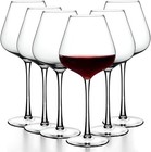 Luxury Wine Glasses  set Of 6  14oz  Long Stem - Clear Crystal  Burgundy Glasses