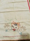 Vtg Flour Sack Kitchen Towel-hand Embroidered-happy Cook-24 x17 