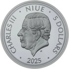 2025 Niue Czech Lion 2 Oz Silver Gilded Colorized Black Proof Coin