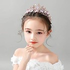 Kids Pink Crystal Tiara Girls Princess Costume Rhinestone Crown Small 