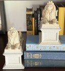 Vintage New York Public Library Marble Resin Replica Lion Bookends - Set Of 2