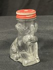 Figural Dog Glass Bottle Creamy Lime Bath Bubbles W Lid 4    Vintage Mcm