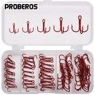 50pcs Fishing Treble Hooks Kit High Carbon Steel Hooks Strong Sharp Round Bend F
