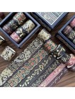 Yubbaex Vintage Washi Tape Set 6 Rolls Wide Retro Decorative Gold Foil Antique 