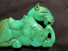 Chinese Old Turquoise Hand Carved  horse  2faces Pendant