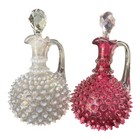2 Hobbs  Brockunier   Co  Cranberry Opal Dew Drop hobnail Cruets Stoppers 1886
