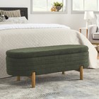 Oval Ottoman Storage Bench-rubber Wood Legs upholstered Seat living Room Bedroom