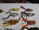 Lot Of 43 Weedless   Rubber Lures Frogs  Turtle  Fish W case