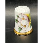 Vtg Munro Fine Bone China Thimble White Flower Holly Berry England Collectible
