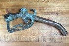 1926 Buckeye Brass Gas Pump Nozzle Pat d May 18  1926  Verdigris green  Patina