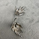 Vintage Judy Lee Brooch Clip On Earrings Set Silver Tone Leaf Signed