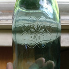 Pretty Ball Blue Snowflake Tudor Rose Bold Emb Quart 1858 Fruit Jar Shiny Nice