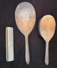 Antique International Sterling Silver Monogram Vanity Set Hand Mirror Comb Brush